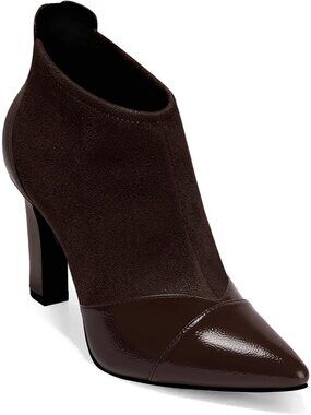 Women's Dark Brown Faux Suede Pointed Toe High Heel with Back Zipper Boots